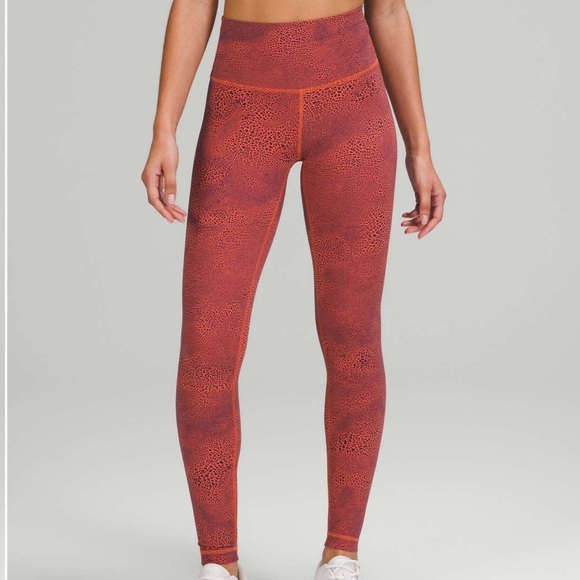 Lululemon size 4 Wunder Train High Rise Orange Crackle 23” - Picture 2 of 9